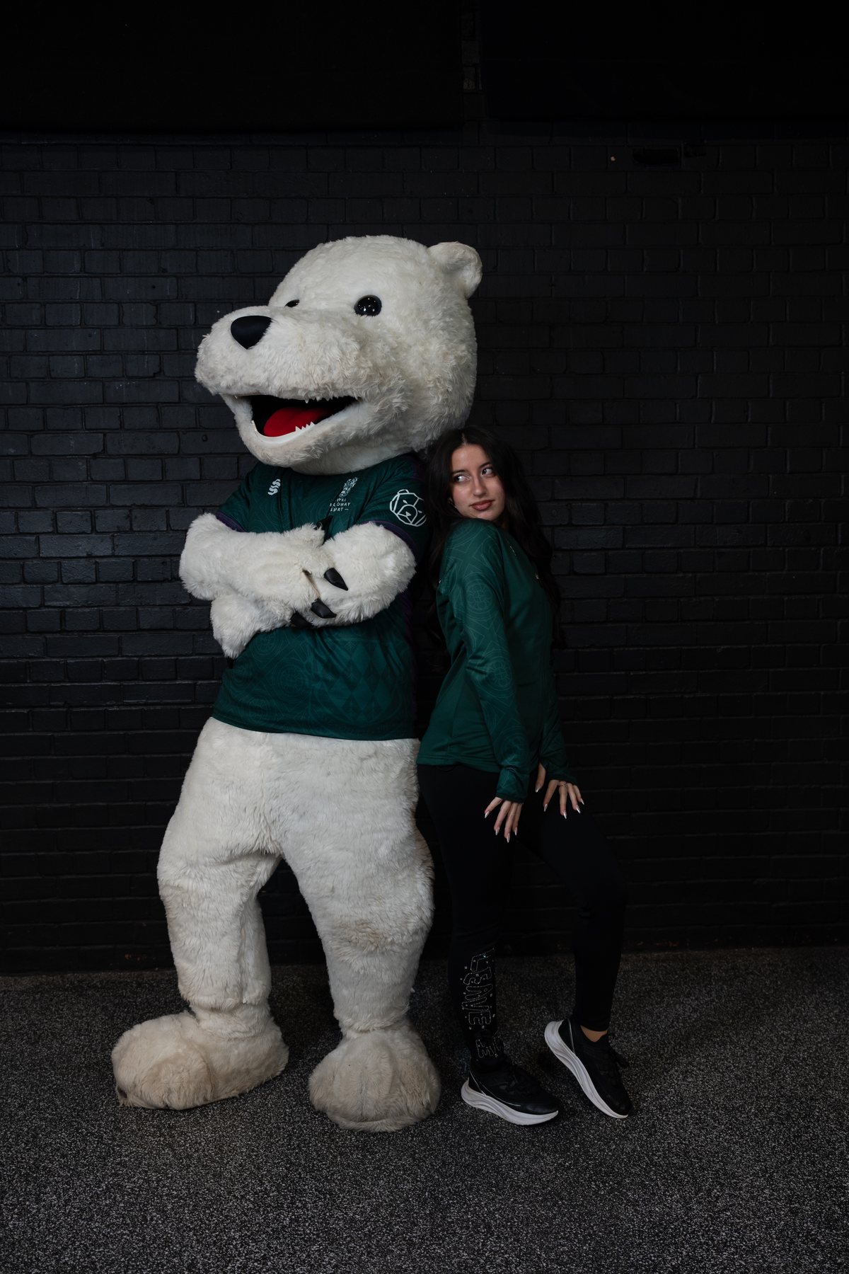 Candid moment with the university mascot